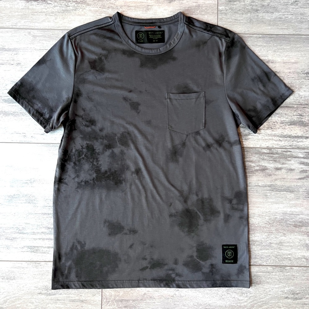 Roark Run Amok Mathis Pocket Tie Dye Short Sleeve Knit Grey Size M